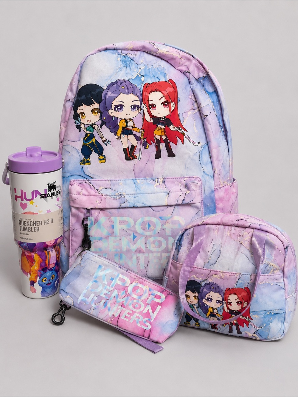 Back to School Deal! KPOP 3-Piece Marble Backpack Set + 30 oz KPOP Stanley